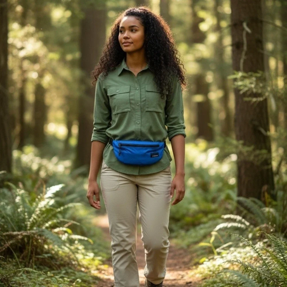 L.L.Bean Waist Pack‎ Fanny Pack Belt Bag Blue Small Adj Strap Zip closure unisex